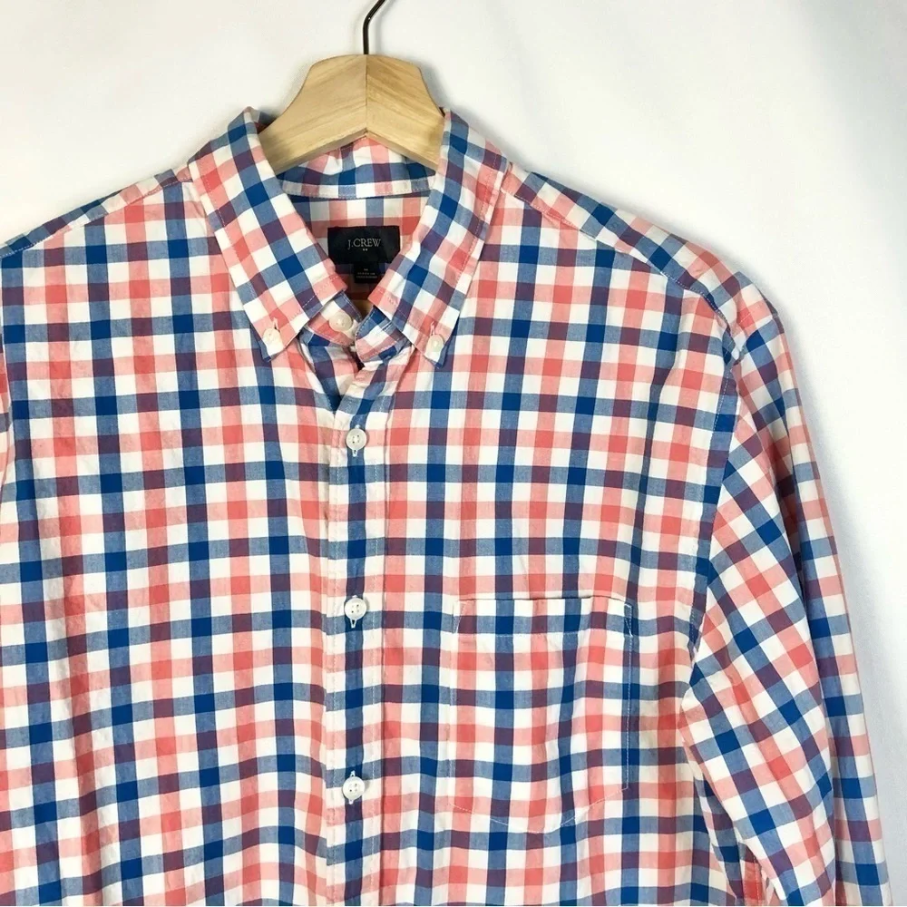 J. Crew Red & Blue Washed Plaid Long Sleeve Button‎ Down M
